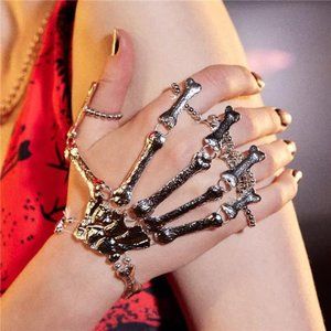 Deniferymakeup Exaggerate Metal Skeleton Bracelet Halloween Accessories Ghost Cl